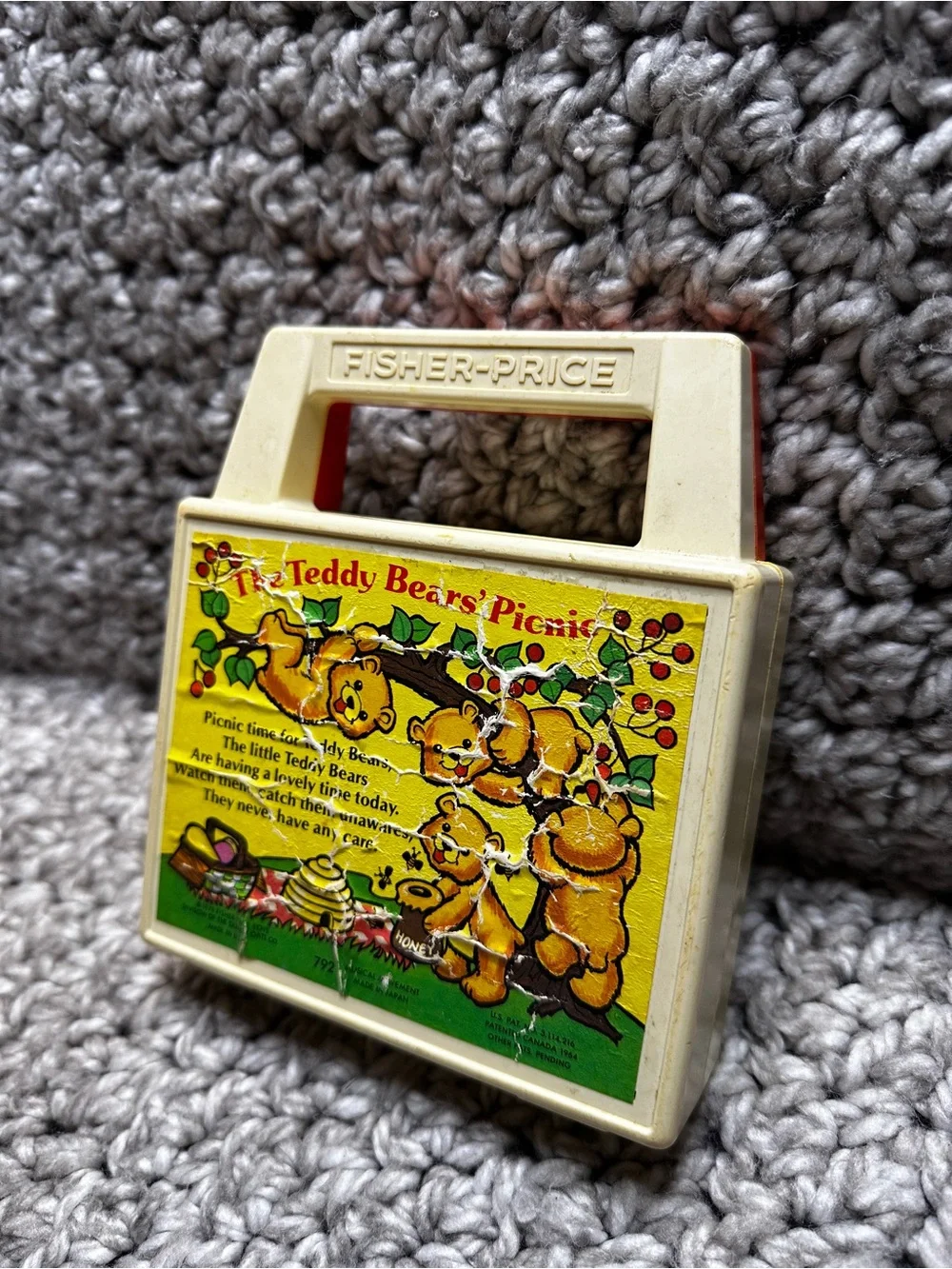 Vintage 1982 Fisher-Price Teddy Bear's Picnic Music Box Toy #786 Tested Working